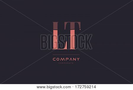Lt L T Pink Vintage Retro Letter Company Logo Icon Design