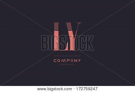 Ly L Y Pink Vintage Retro Letter Company Logo Icon Design