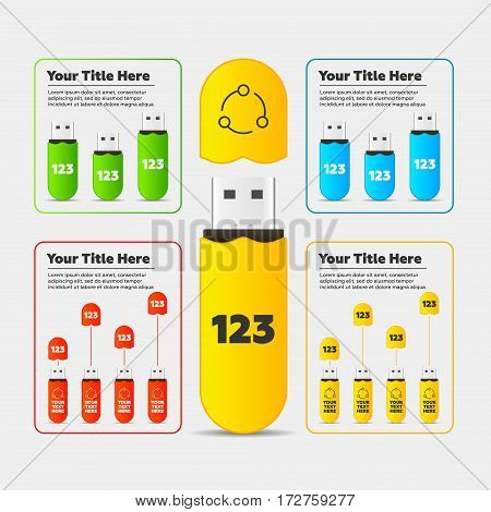 Infographics elements. Usb flash card bar chart