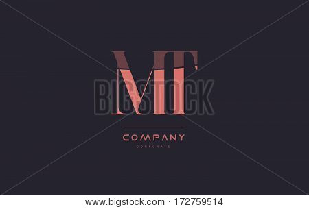 Mt M T Pink Vintage Retro Letter Company Logo Icon Design