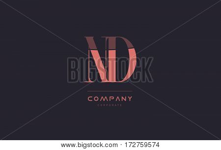 Nd N D Pink Vintage Retro Letter Company Logo Icon Design