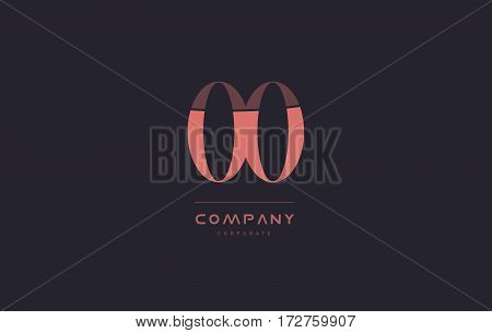 Oo O Pink Vintage Retro Letter Company Logo Icon Design