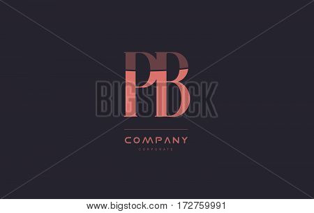 Pb P B Pink Vintage Retro Letter Company Logo Icon Design