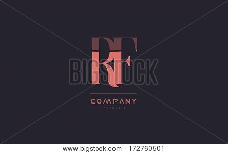 Rf R F Pink Vintage Retro Letter Company Logo Icon Design
