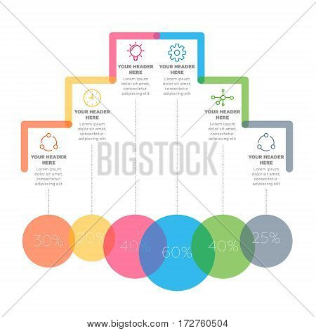 Infographics elements. Six steps process vector illustration