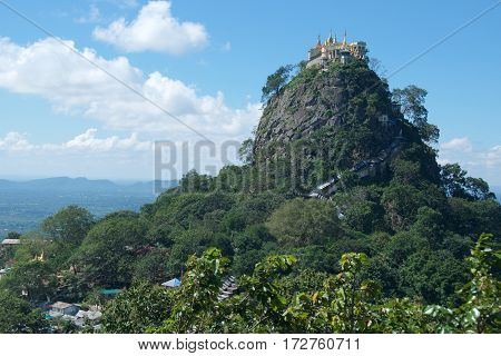 Taung Kalat Monastery on Popa Mount in Bagan, Myanmar