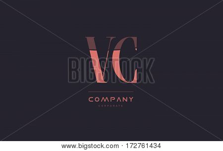 Vc V C Pink Vintage Retro Letter Company Logo Icon Design