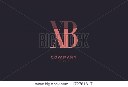Xb X B Pink Vintage Retro Letter Company Logo Icon Design