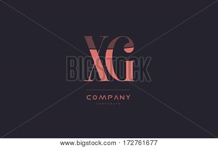 Xg X G Pink Vintage Retro Letter Company Logo Icon Design