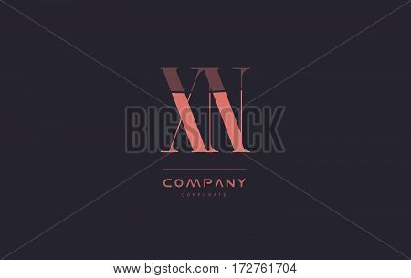 Xn X N Pink Vintage Retro Letter Company Logo Icon Design