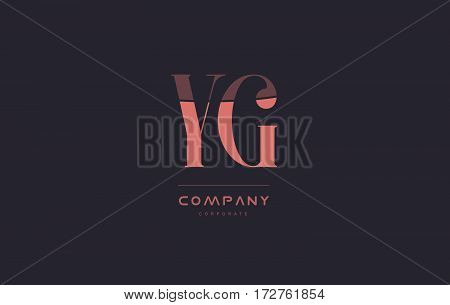 Yg Y G Pink Vintage Retro Letter Company Logo Icon Design