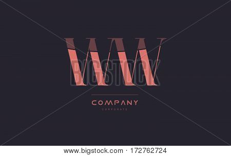 Ww W Pink Vintage Retro Letter Company Logo Icon Design