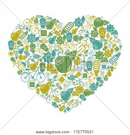 Postcard in the form of hearts with the environmental theme.