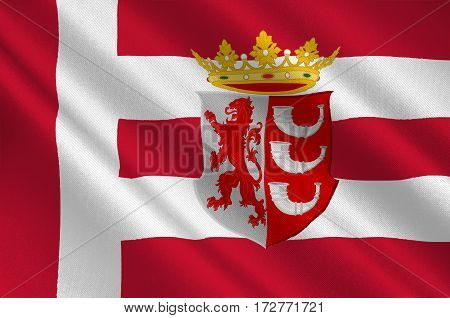 Flag of Eindhoven is a municipality and a city located in the province of North Brabant in the south of the Netherlands. 3d illustration