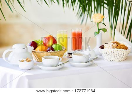 delicious breakfast for two at the luxury hotel
