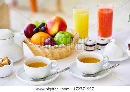 delicious breakfast for two at the luxury hotel