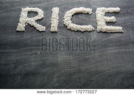 Rice In The Form Of Words. View From Above.