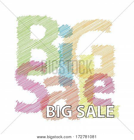 Vector big sale. Colorful broken text scrawled isolated
