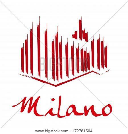 Vector Drawing icon Milan, isolated illustration on white
