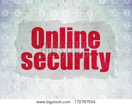 Privacy concept: Painted red text Online Security on Digital Data Paper background with  Scheme Of Hexadecimal Code