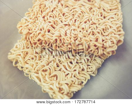 view texture close-up of Instant noodles in bowl