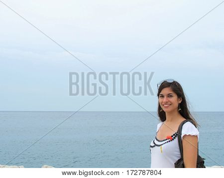 tourist woman sightseeing isolated in the city of Croatia