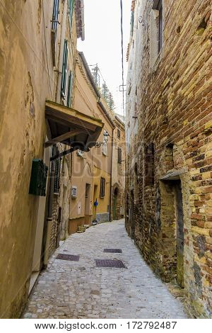 Panoramic view from an alley in Grottammare, Marche, Italy
