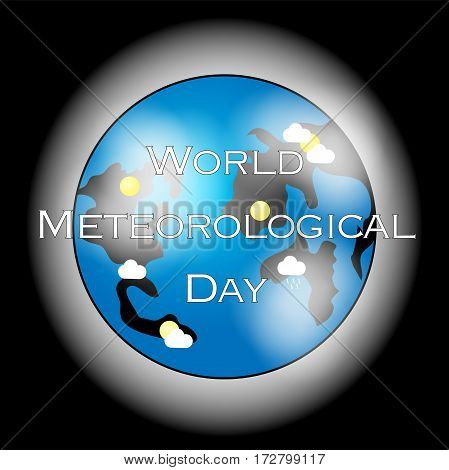 Vector Illustration of World Meteorological Day with suns and rainy clouds.
