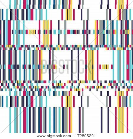 Abstract geometric color blocked pattern with lines, stripes, bricks, random geometric shapes. Vector seamless abstract print in op art style. Colorful bold textile design for summer fall fashion