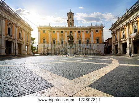 Piazza del Campidoglio on Capitoline Hill , Rome, Italy