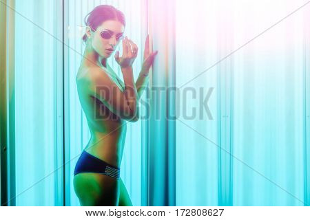 Pretty Naked Woman With Sexy Body In Solarium