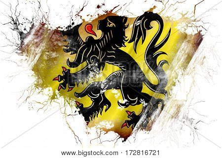 Grunge old flanders, vlaanderen flag 