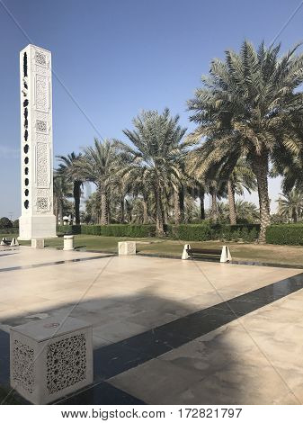 ABU DHABI, UAE-FEB 11, 2017: Sheikh Zayed Grand Mosque in Abu Dhabi, United Arab Emirates. It is the key place of worship in the UAE and may be visited by more than 40,000 people during Eid.