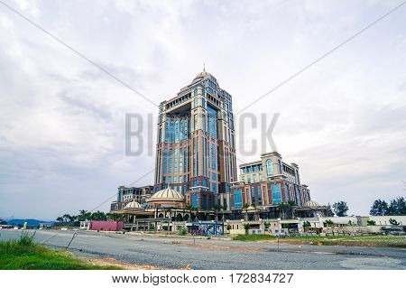Kota Kinabalu,Sabah-Aug 17, 2016:View of Sabah State Administrative Centre in Kota Kinabalu,Sabah,Borneo.The complex consists of a single 33-storey office tower and two 9-storey office buildings