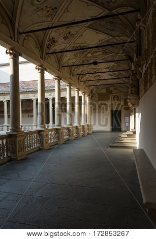 PADUA  ITALY - MAY 3 2016: Palazzo Bo historical building home of the Padova University from 1539 in Padua Italy