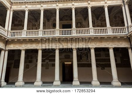 PADUA  ITALY - MAY 3 2016: Palazzo Bo historical building home of the Padova University from 1539 in Padua Italy