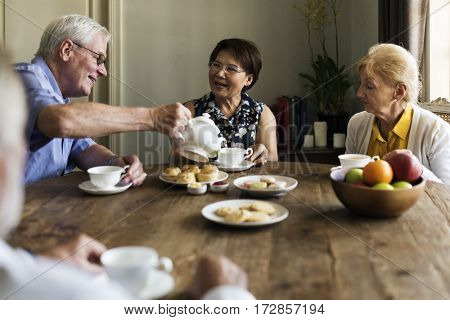 Senior Lifestyle Tea Break Togetherness
