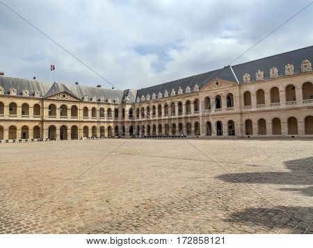 Ceremonial Court also known as Cour d'honneur of the National Residence of the Invalids, Paris, France