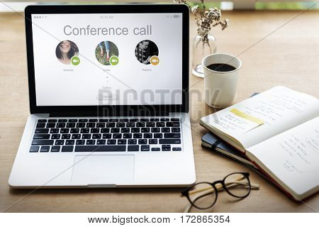 Conference Calling Online Communication Icon Graphic