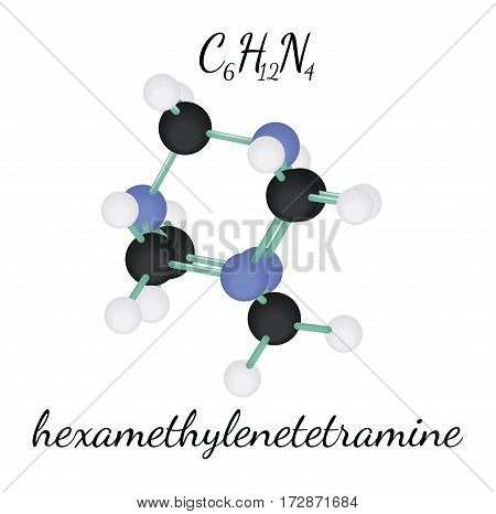 C6H12N4 hexamethylenetetramine 3d molecule isolated on white