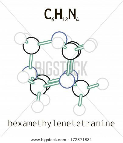 C6H12N4 hexamethylenetetramine 3d molecule isolated on white
