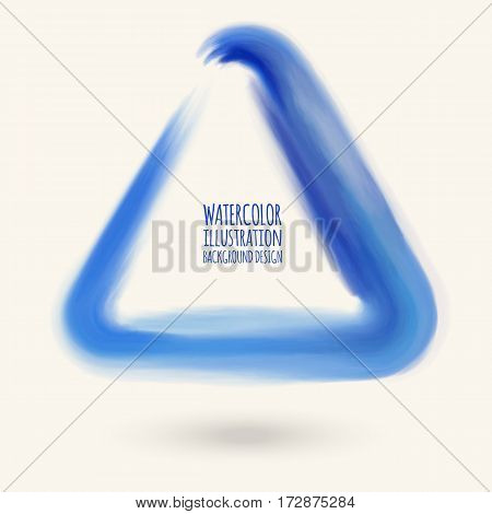 Vector triangle of blue watercolor brush strokes. Grunge isolated elements. Art brushes for your design. Freehand. Ink splash. Acrylic stamp. Vector illustration