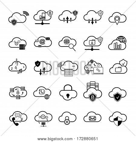 Set With Internet Cloud Icons