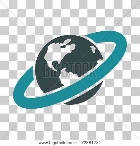 Ringed Planet vector icon. Illustration style is flat iconic bicolor soft blue symbol on a transparent background.