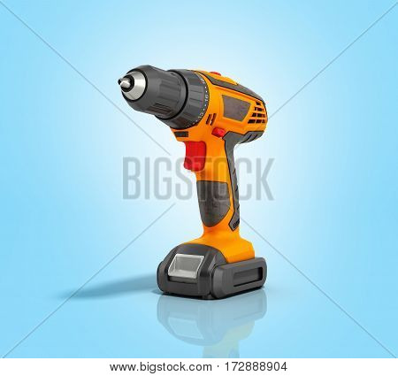 Combi Drill Impact Drill And Screw Driver On Blue Gradient Background 3D Render
