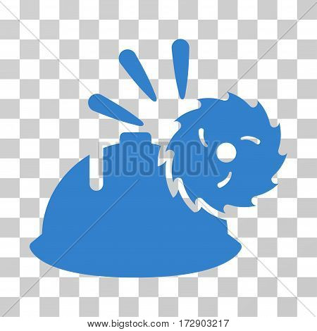 Circular Blade Head Protection vector pictograph. Illustration style is flat iconic cobalt symbol on a transparent background.