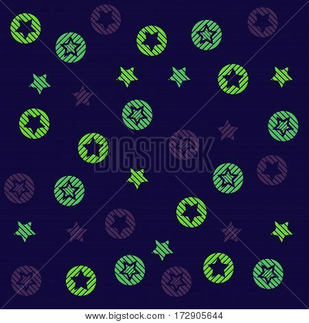 Abstract seamless pattern for girls or boys. Neon picture. Dark background with bright colorful stars. Creative vector drawing. Funny wallpaper for textile and fabric. Fashion style.