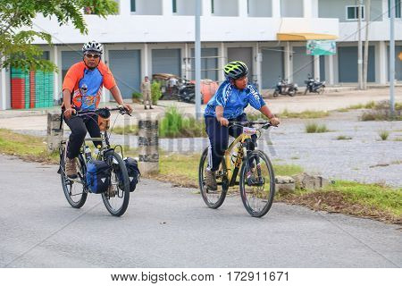 YALA THAILAND - FEBRUARY 20 2017: Cyclists from different teams competing for a Ride Bicycle for Health Exercise. It is a free open and un-ticketed event.