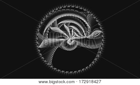 Full circle. Carousel. Kabbalistic sign. 3D surreal illustration. Sacred geometry. Mysterious psychedelic relaxation pattern. Fractal abstract texture. Digital artwork graphic astrology magic