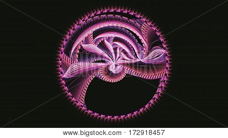Full circle. Carousel. Kabbalistic sign. 3D surreal illustration. Sacred geometry. Mysterious psychedelic relaxation pattern. Fractal abstract texture. Digital artwork graphic astrology magic